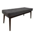 thumbnail image 1 of Bellamy Studios Marvin Mid Century Tufted Fabric Ottoman, Grey, Walnut, 1 of 7