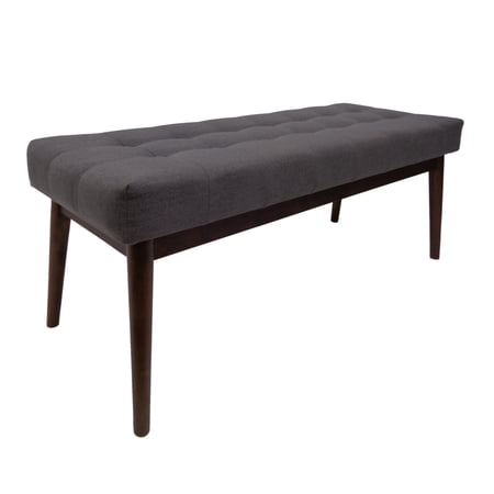 Bellamy Studios Marvin Mid Century Tufted Fabric Ottoman, Grey, Walnut