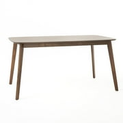 Bellamy Studios Natalia Natural Walnut Finish Mid-Century Modern Wood Dining Table