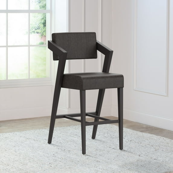 Bellamy Studios Snyder Upholstered Wood Bar Height Stool, Blackwash