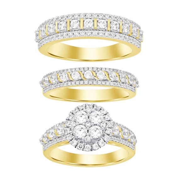 Bellano Unisex Trios Set 2.00Ct Round Diamond 10K Yellow Gold