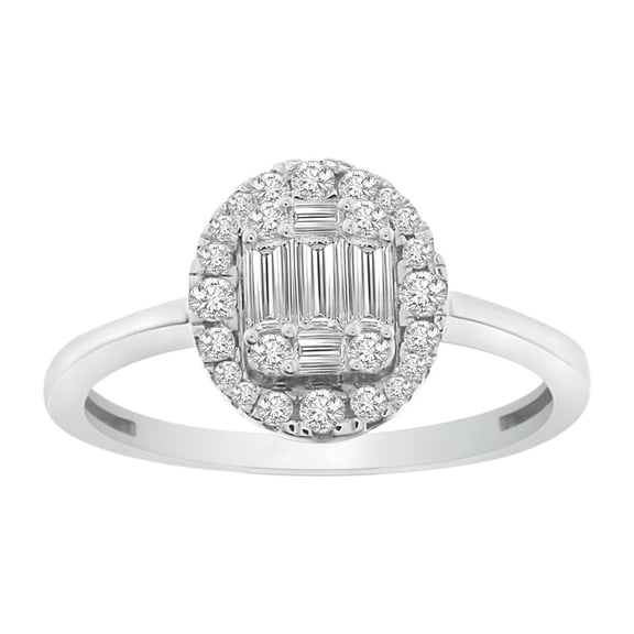 Bellano Women's Bellerina Ring 0.50CT Round/Baguette Diamond 14K White Gold