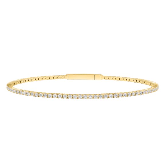 Bellano Women's FULL FLEXIBLE BANGLE 2.00CT ROUND DIAMOND 14K YELLOW GOLD