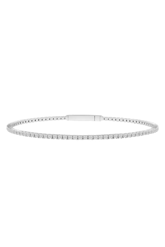Bellano Women's Flexible Bangle 3.00Ct Round Diamond 14K White Gold