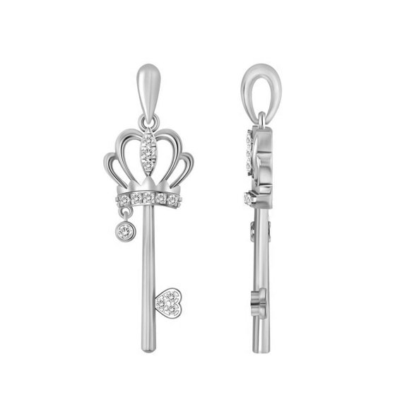 Bellano Women's Pendant 0.10Ct Round Diamond 10K White Gold