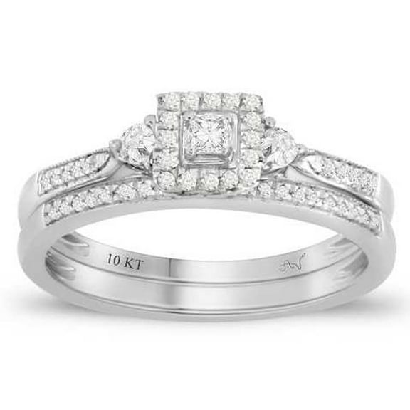 Bellano Women's Ring 0.25CT Round/Princess Diamond 10K White Gold