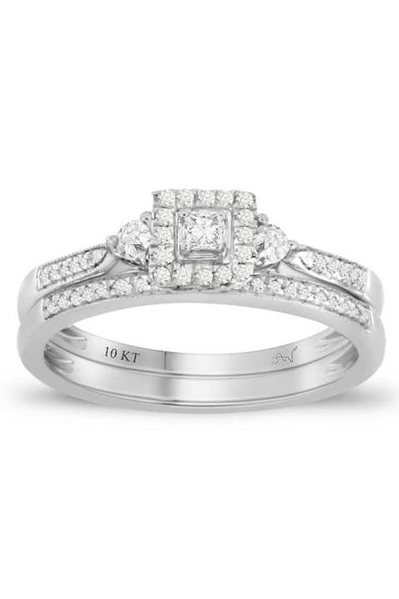 Bellano Women's Ring 0.25CT Round/Princess Diamond 10K White Gold