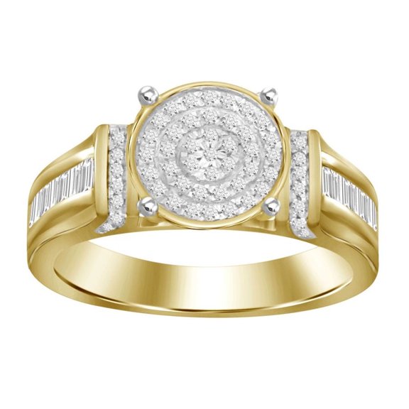 Bellano Women's Ring 0.30CT Round/Baguette Diamond 10K Yellow Gold
