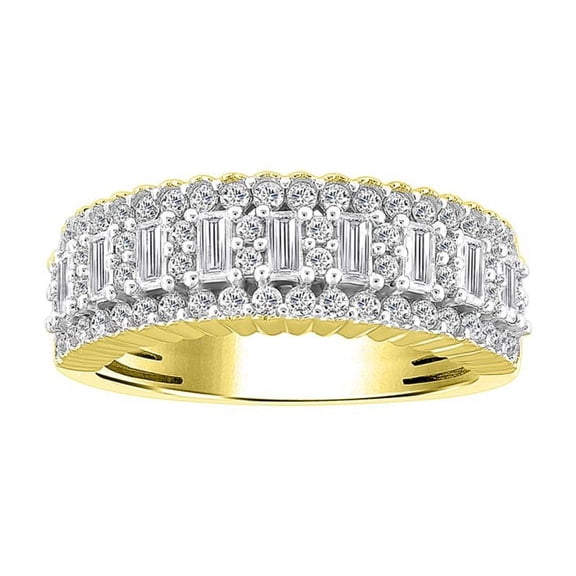 Bellano Women's Ring 1.00CT Round/Baguette Diamond 14K Yellow Gold
