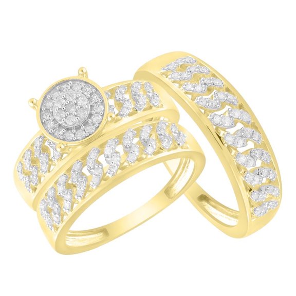 Bellano Women's Trios Set 0.50Ct Round Diamond 10K Yellow Gold