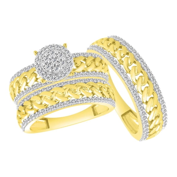 Bellano Women's Trios Set 1.00Ct Round Diamond 10K Yellow Gold