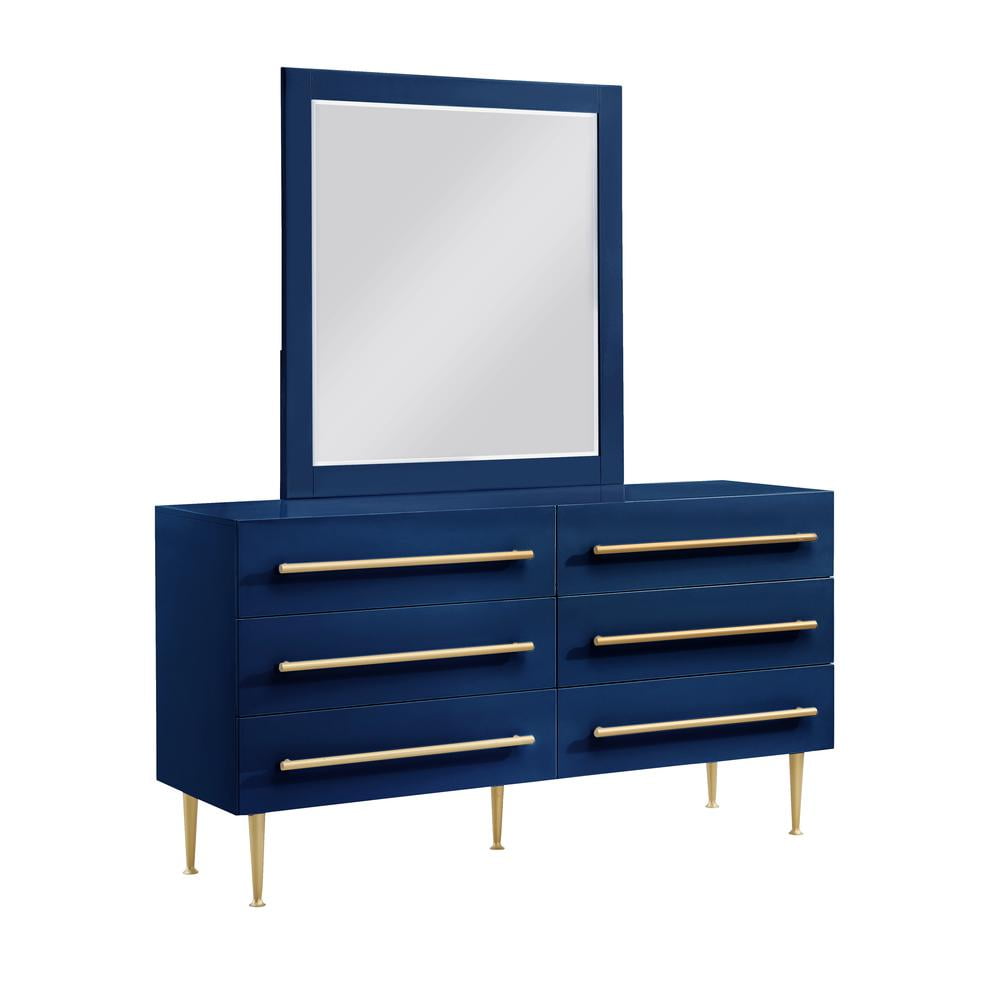 Bellanova Navy Dresser with Mirror with Gold Accents Bellanova Navy Dresser with Mirror with Gold Accents