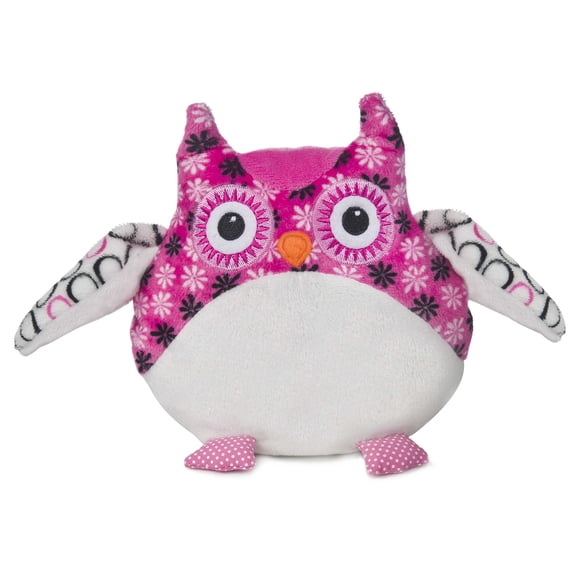 Bellapops Plush Owl Pillow by Ganz - White & Pink Bubbles - Owl Plush 13in x 9in