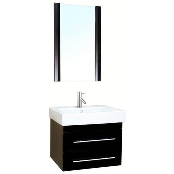 Bellaterra Home 24.25 in Single wall mount style sink vanity-wood-black