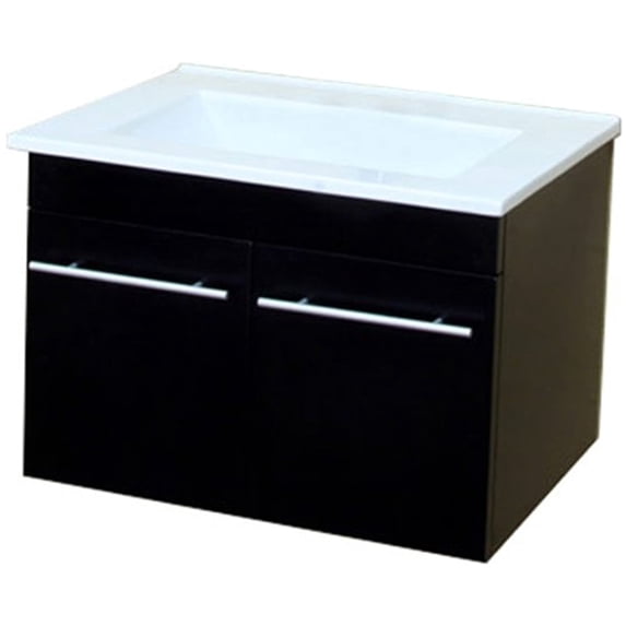 Bellaterra Home 24.4 in Single wall mount style sink vanity-wood-black
