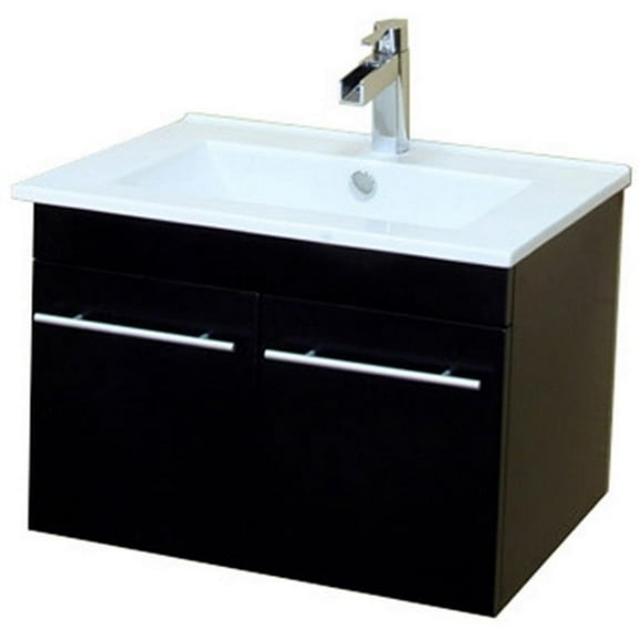 Bellaterra Home 24.4 in Single wall mount style sink vanity-wood-black