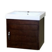 Bellaterra Home 24.4 in Single wall mount style sink vanity-wood- walnut