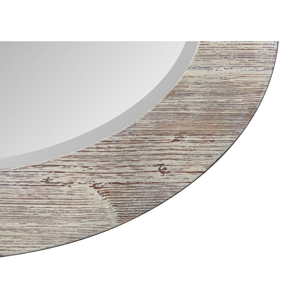 Antique White 24" Oval Wood Bathroom Mirror