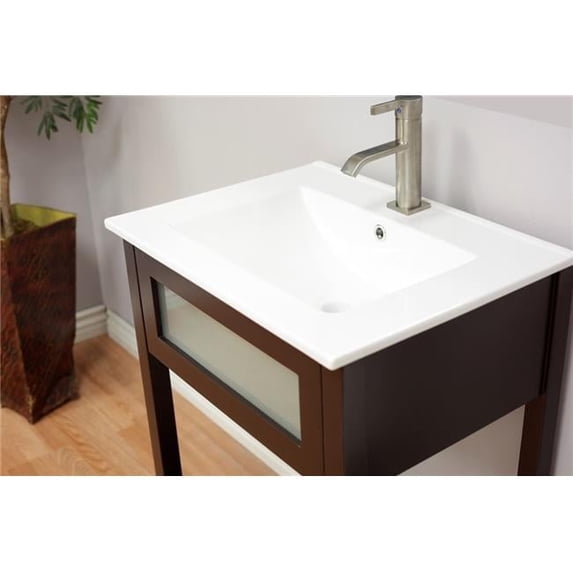 Bellaterra Home 24 in. Single Ceramic Sink Top with Single Faucet Hole