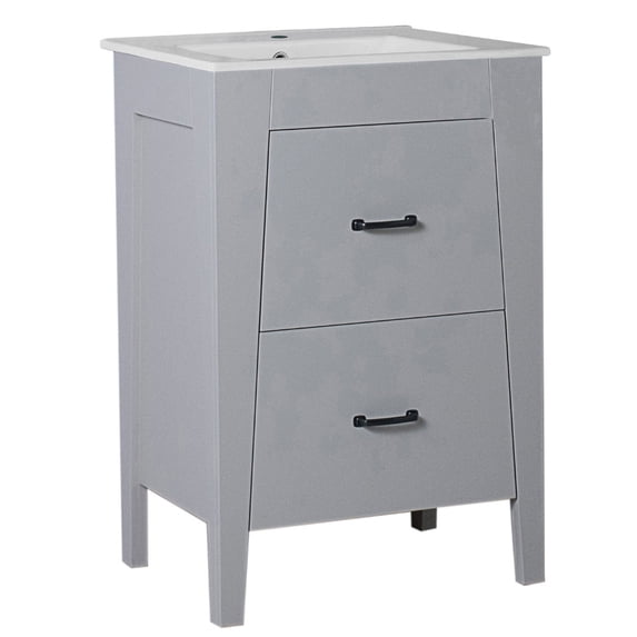 Bellaterra Home 24 in Single sink vanity-manufactured wood-light gray