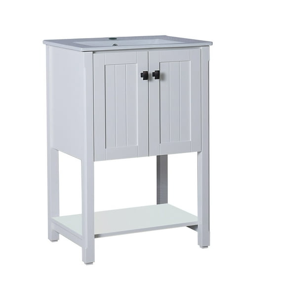 Bellaterra Home 24 in Single sink vanity-manufactured wood-white