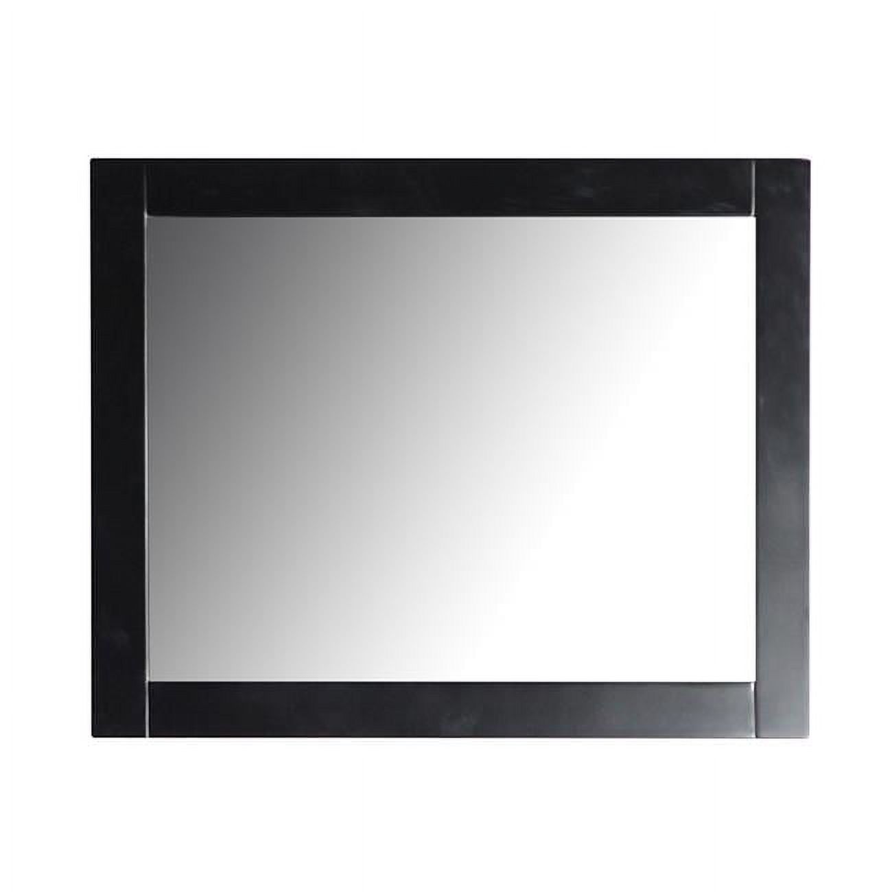 Bellaterra Home 30" Rectangle Wood Frame Mirror in Matte Black Finish