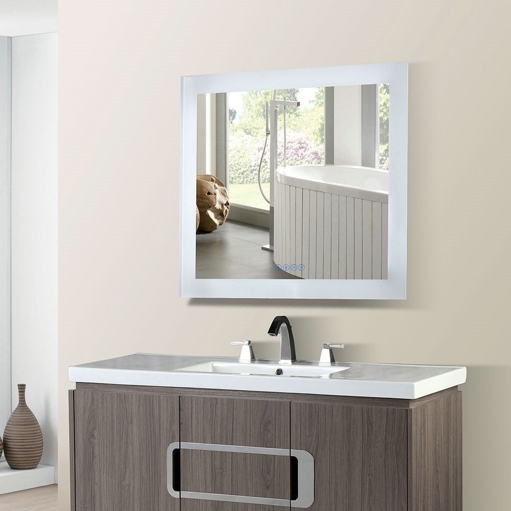 Rectangular 30" LED Illuminated Mirror with Bluetooth Speakers