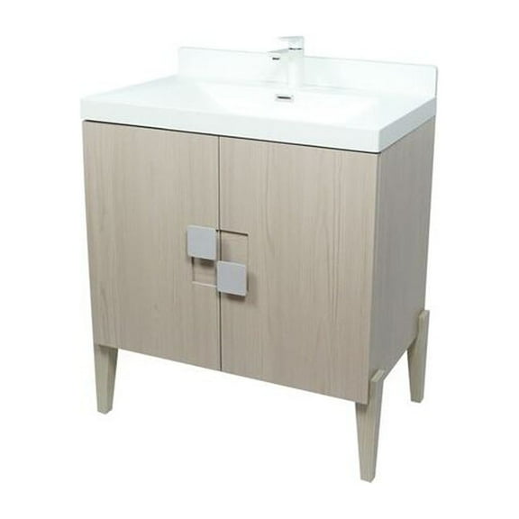 Bellaterra-Home 31.5" Single Sink Vanity In Light Gray Finish with White Ceramic Top