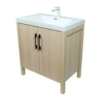 Bellaterra-Home 31.5" Single Sink Vanity In Neutral Finish with White Ceramic Top