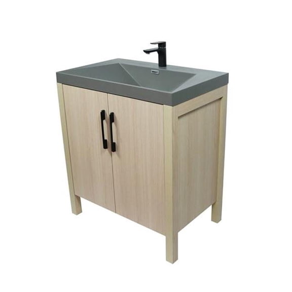Bellaterra Home 804381V-CO-GY 31.5 in. Single Sink Vanity - Gray Composite Granite Top, Natural