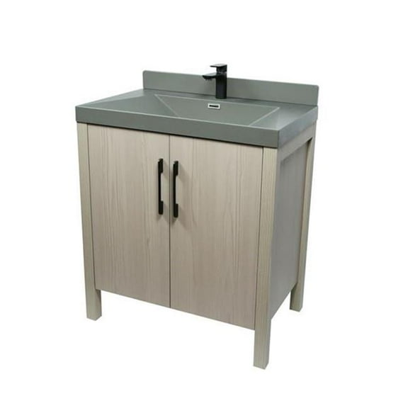 Bellaterra Home 804381V-EP-GY 31.5 in. Single Sink Vanity - Light Gray, Composite Granite Top