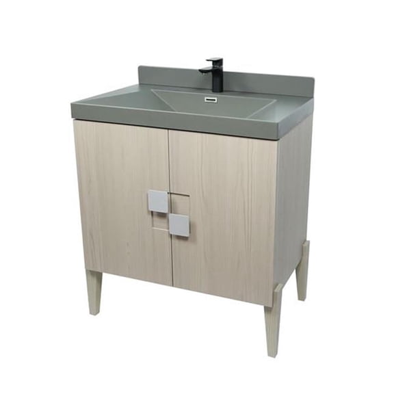 Bellaterra Home 804366V-EP-GY 31.5 in. Single Sink Vanity - Light Gray, Gray Composite Granite Top