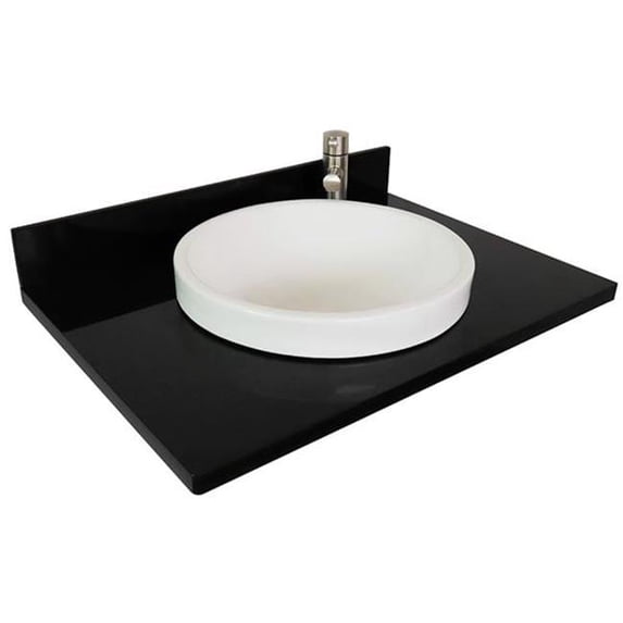Bellaterra Home 430003-31-BGRD 31 in. Black Galaxy Granite Top, Round Sink