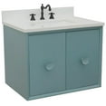 thumbnail image 1 of Bellaterra Home 31" Single wall mount vanity in Aqua Blue finish top with White quartz and rectangle sink, 1 of 7
