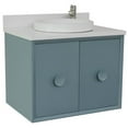 thumbnail image 1 of Bellaterra Home 31" Single wall mount vanity in Aqua Blue finish top with White quartz and round sink, 1 of 7