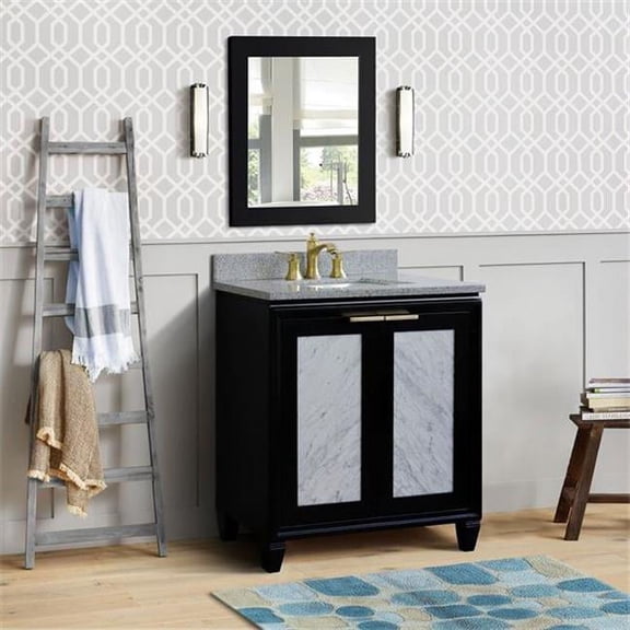 Bellaterra Home 31 in. Single Rectangle Sink Vanity with Granite Top, Black & Gray