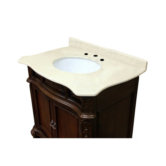 Bellaterra Home 34.6 in. Single sink vanity-wood-walnut-cream marble