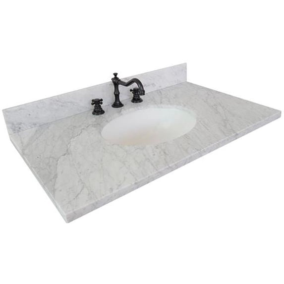 Bellaterra Home 430001-37-WMO 37 in. White Carrara Marble Top, Oval Sink