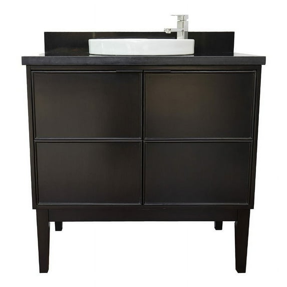Bellaterra Home 37" Single vanity in Cappuccino finish top with Black galaxy and round sink