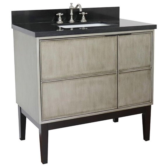 Bellaterra Home 37" Single vanity in Linen Brown finish top with Black galaxy and rectangle sink