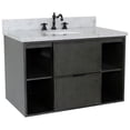 thumbnail image 1 of Bellaterra Home 37" Single wall mount vanity in Linen Gray finish top with White Carrara and oval sink, 1 of 11