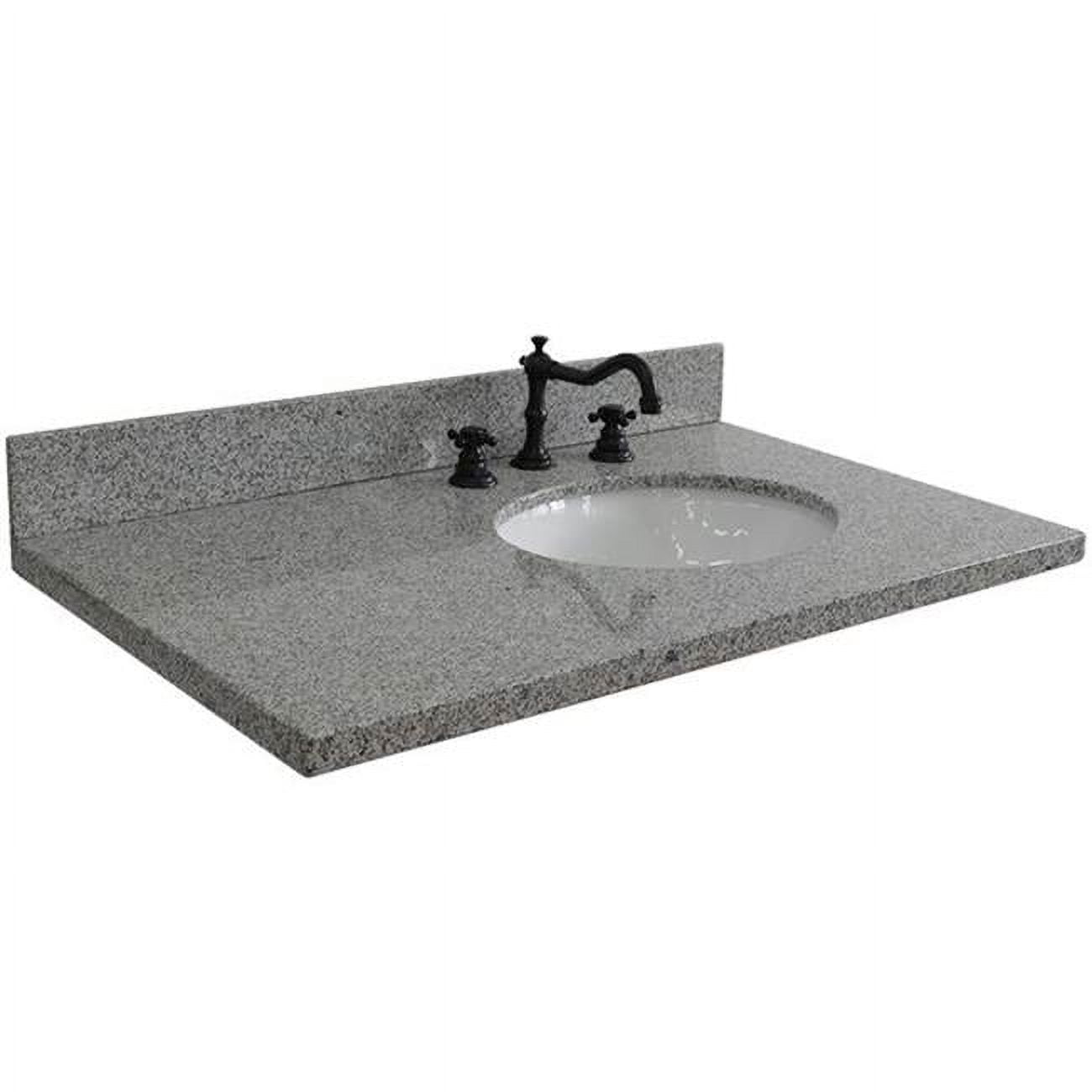 Bellaterra Home 37 in. Granite Countertop \u0026 Single Oval Right Sink, Gray