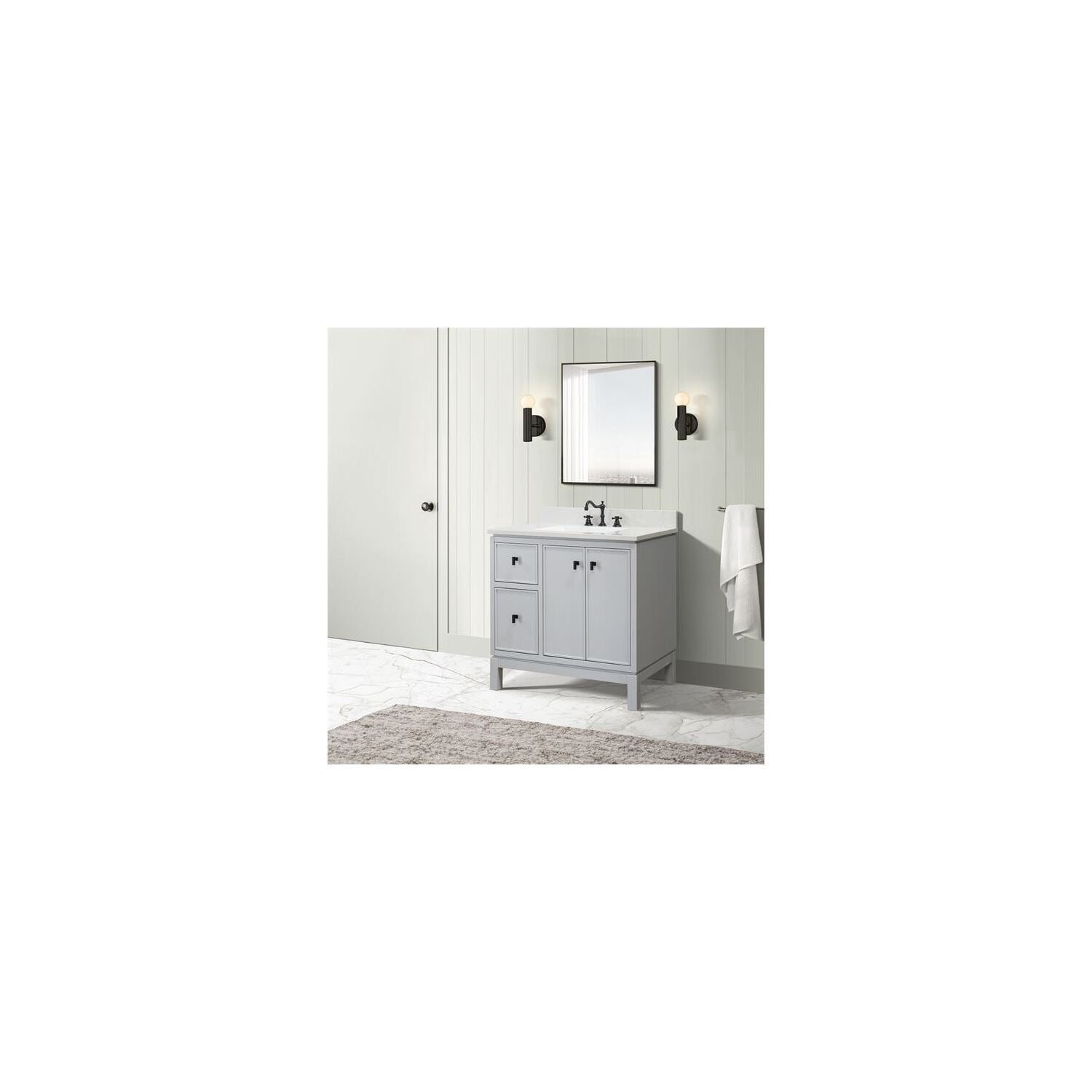 Dark Cherry Single Sink Vanity with Engineered Quartz Top
