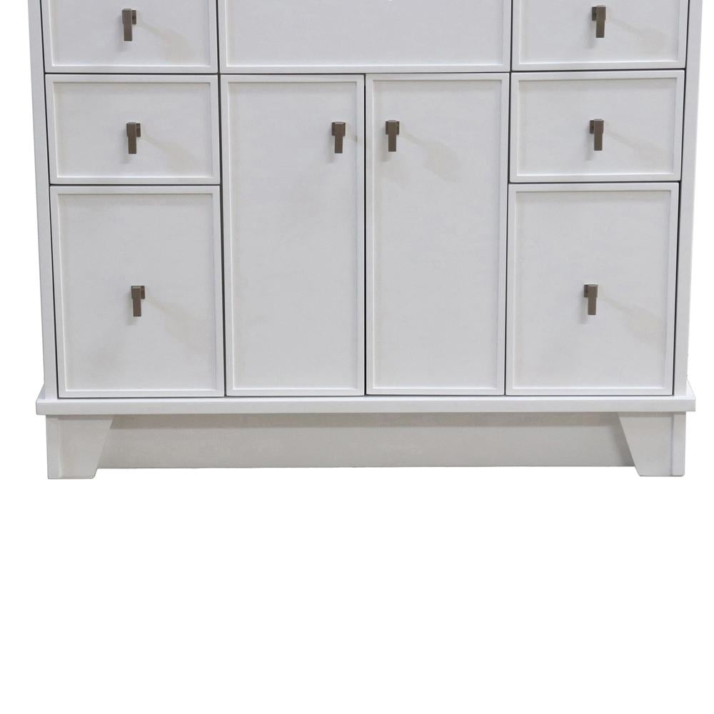 White Solid Wood Freestanding Single Sink Vanity with Quartz Top