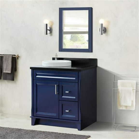 Bellaterra Home 400700-37L-BU-BGRDL 37 in. Single Sink Vanity with Galaxy Granite Top, Blue & Black - Left Door & Round Left Sink
