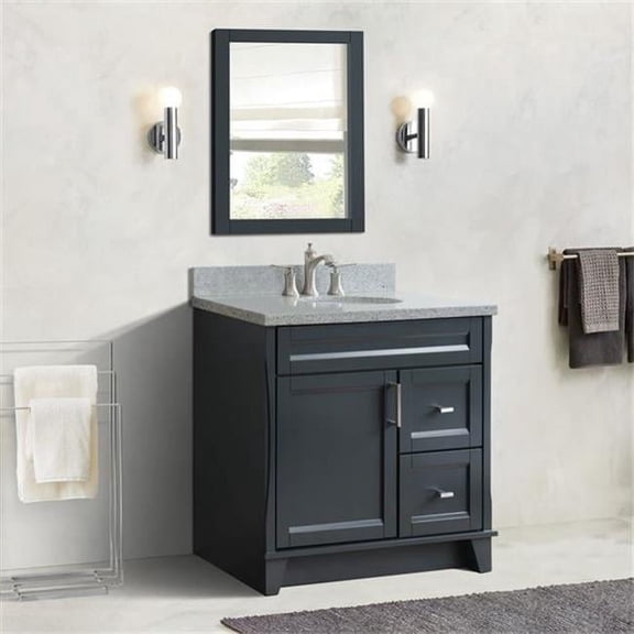 Bellaterra Home 400700-37L-DG-GYOC 37 in. Single Sink Vanity with Granite Top, Dark Gray & Gray - Left Door & Center Sink