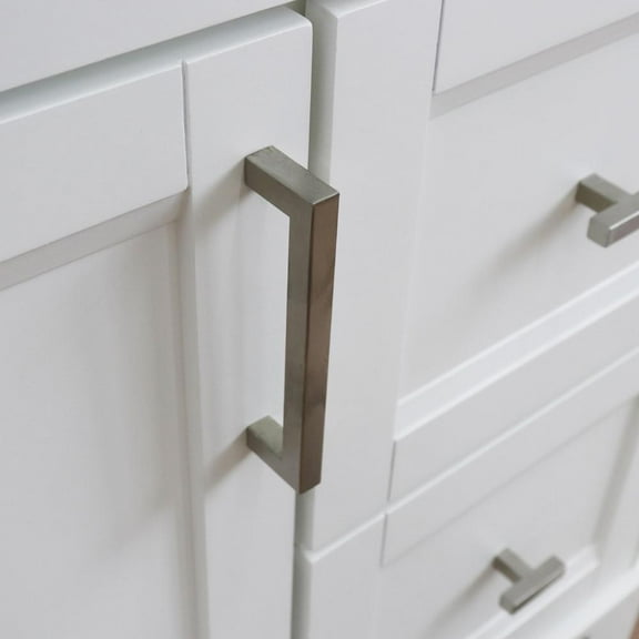 BELLATERRA HOME LLC Single sink vanity in White with Gray granite and door/Round sink