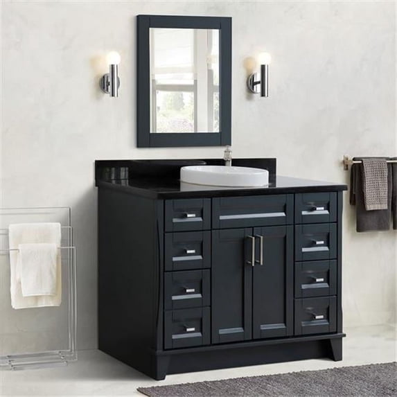 Bellaterra Home 400700-49S-DG-BGRD 49 in. Single Round Sink Vanity with Galaxy Granite Top, Dark Gray & Black