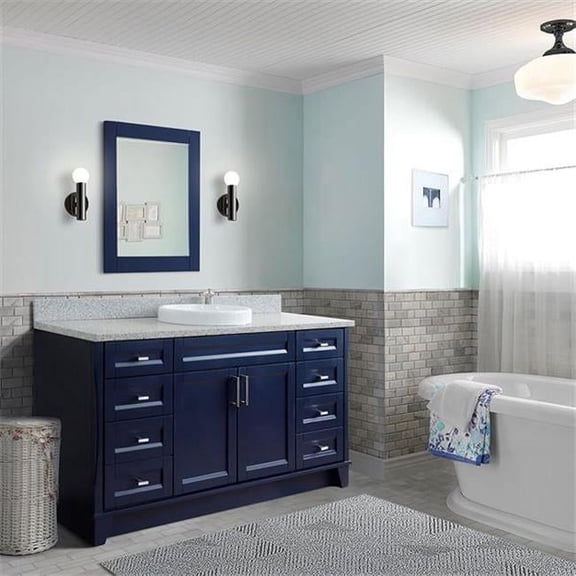 Bellaterra Home 400700-61S-BU-GYRD 61 in. Single Round Sink Vanity with Granite Top, Blue & Gray