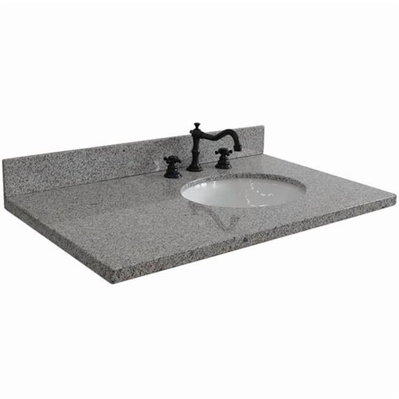 Bellaterra Home 430001-37R-GYO 37 in. Granite Countertop & Single Oval Right Sink, Gray